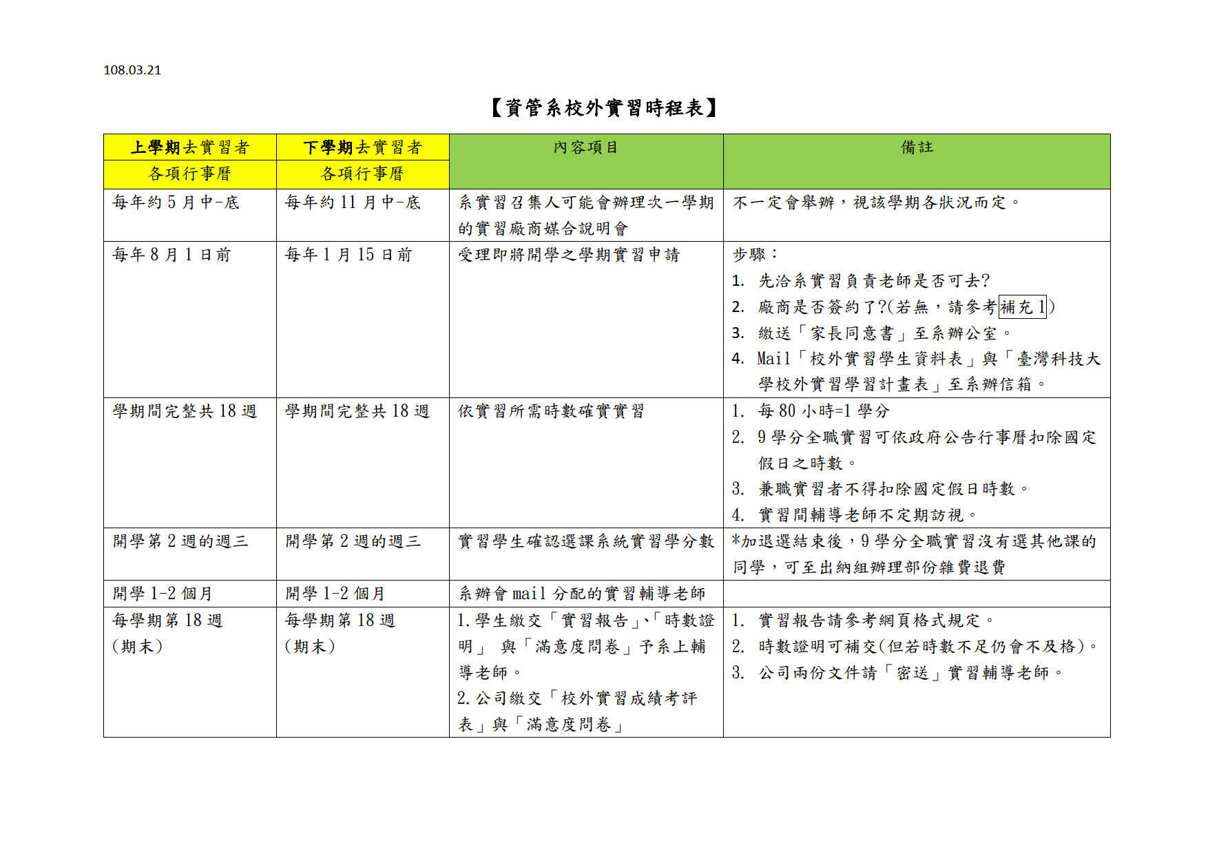 資管系實習時程表1